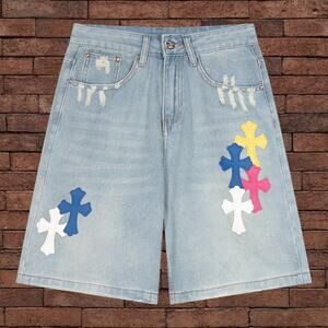 Chrome Hearts Men's Light Blue Denim Shorts
